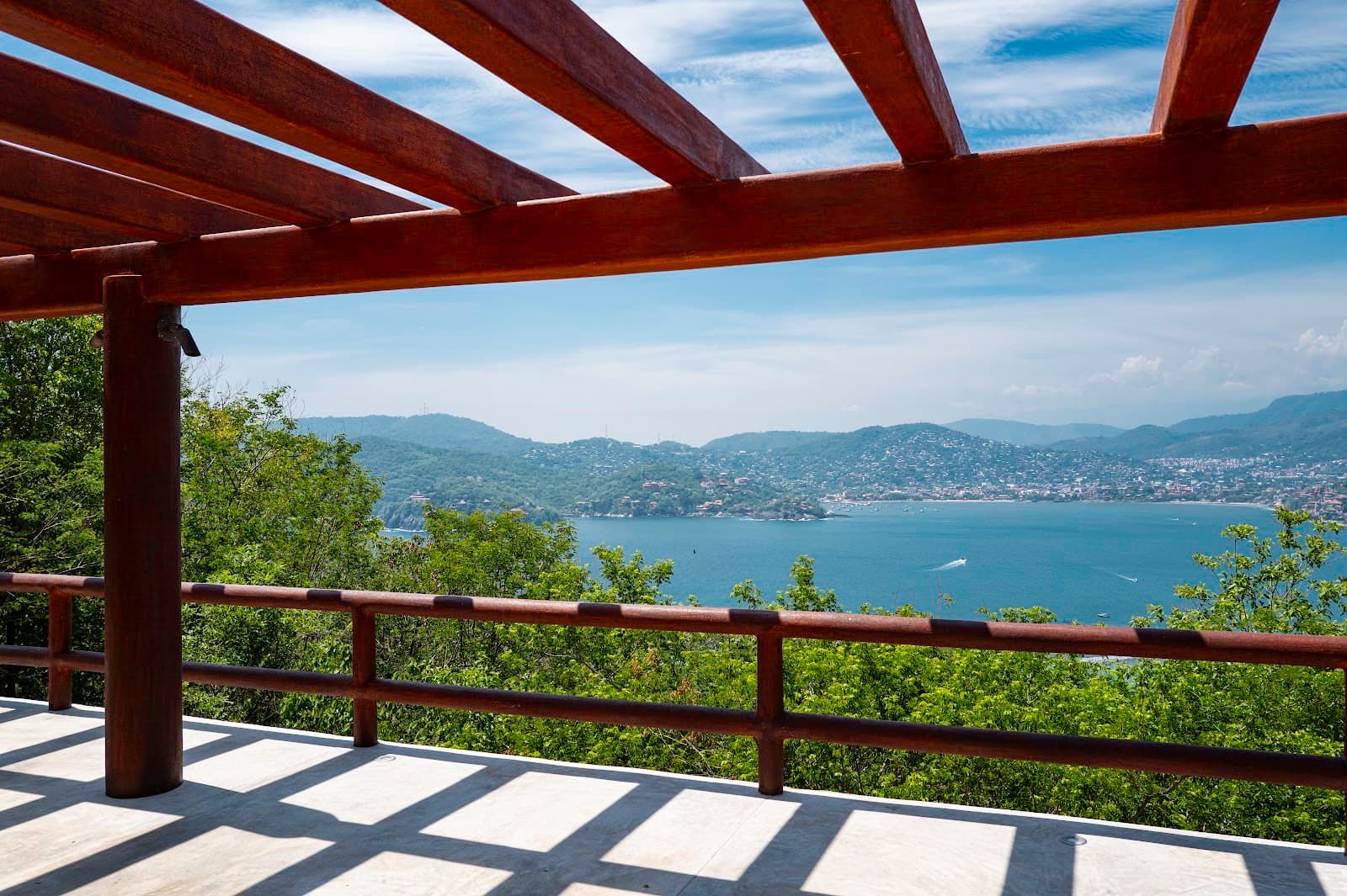 Zihuatanejo Bay seen from a terrace on the hillside