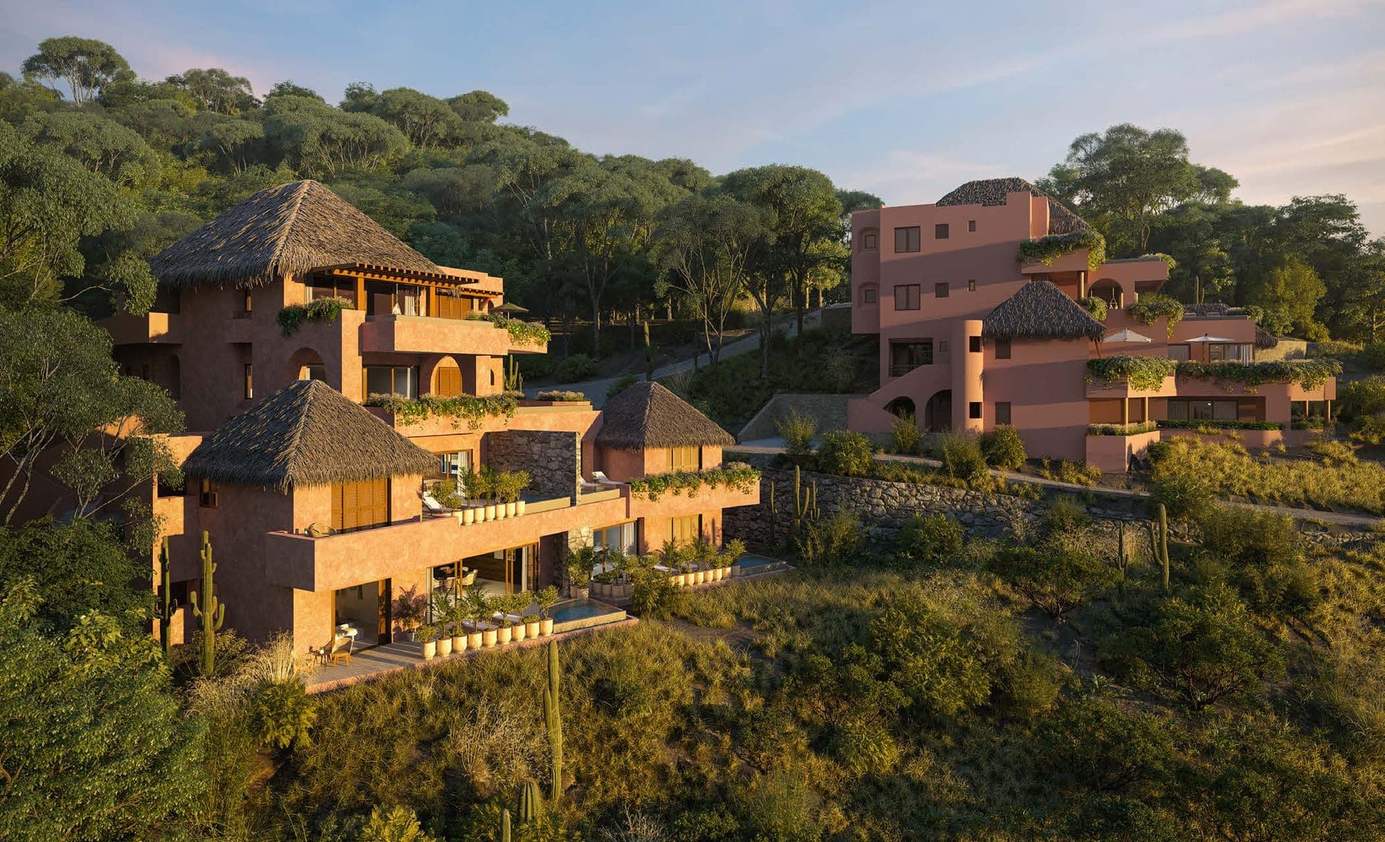 Los edificios de villas de Punta Garrobo, en el render del desarrollador